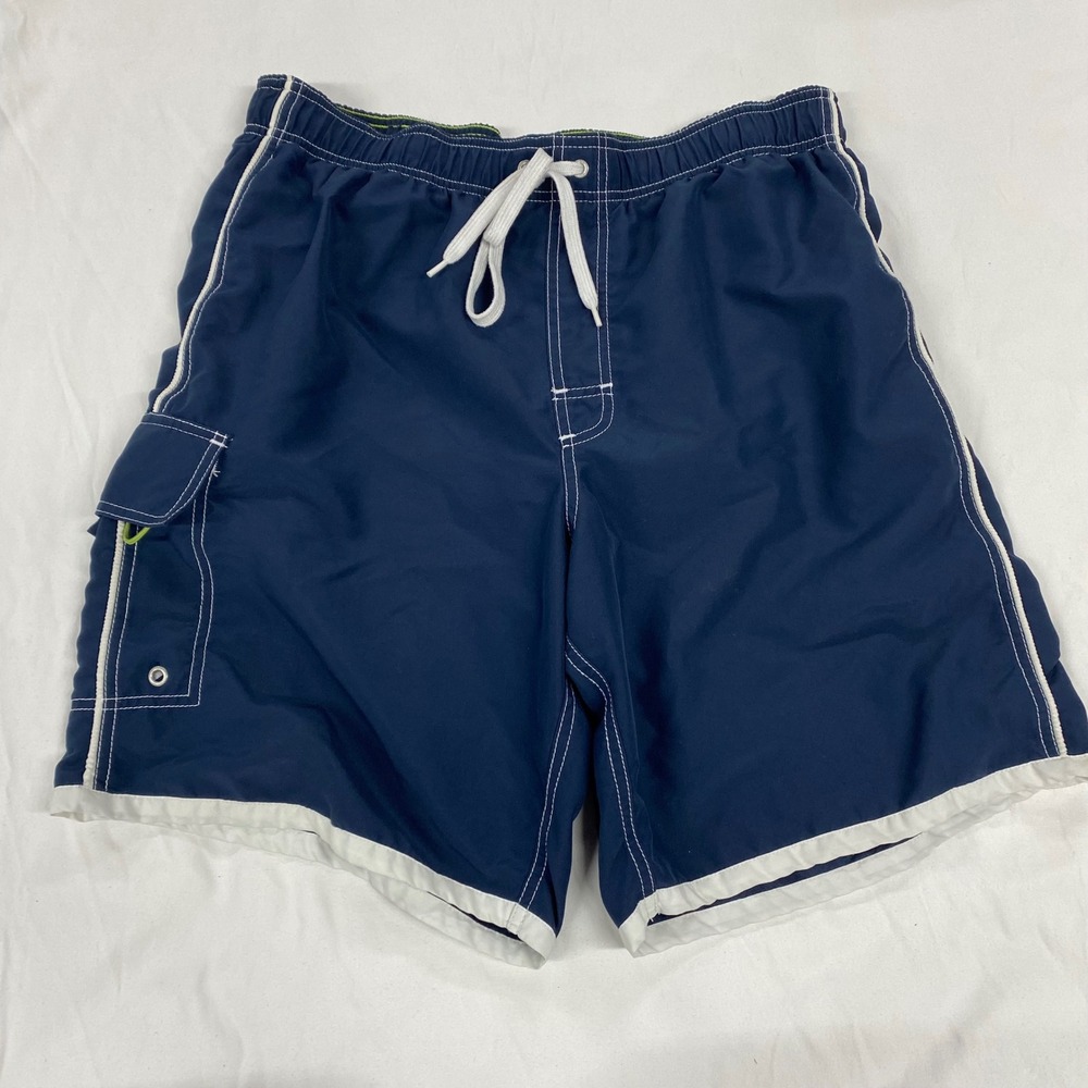 No Bad Days Mens Navy Blue Board Shorts Swim Trunks Cargo Pocket Size L